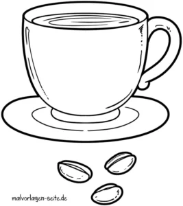 malvorlage-tasse-kaffee-und-kaffeebohnen