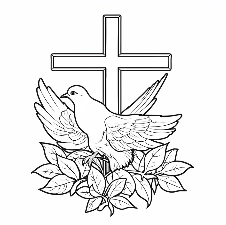 malvorlage-taube-und-kreuz-fuer-kinder