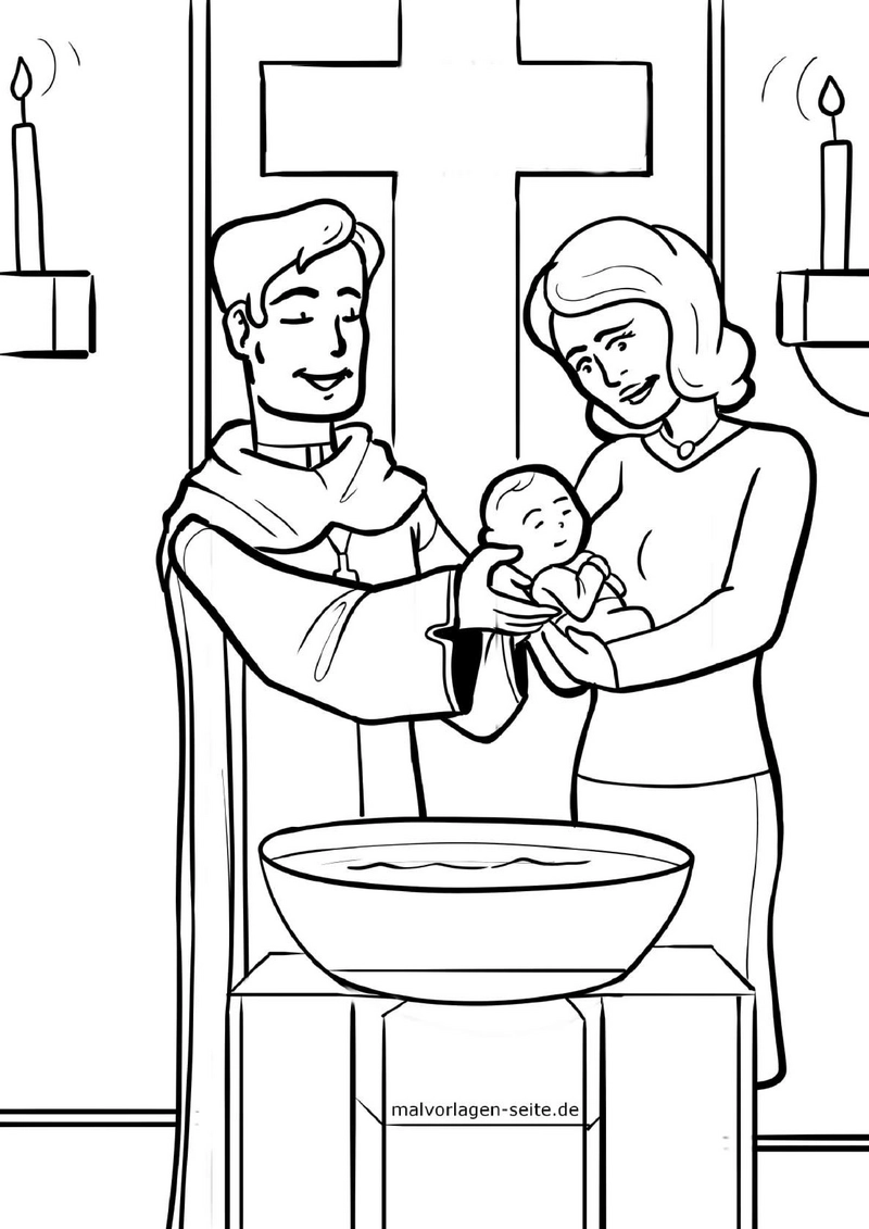 malvorlage-taufe-mit-priester-und-baby