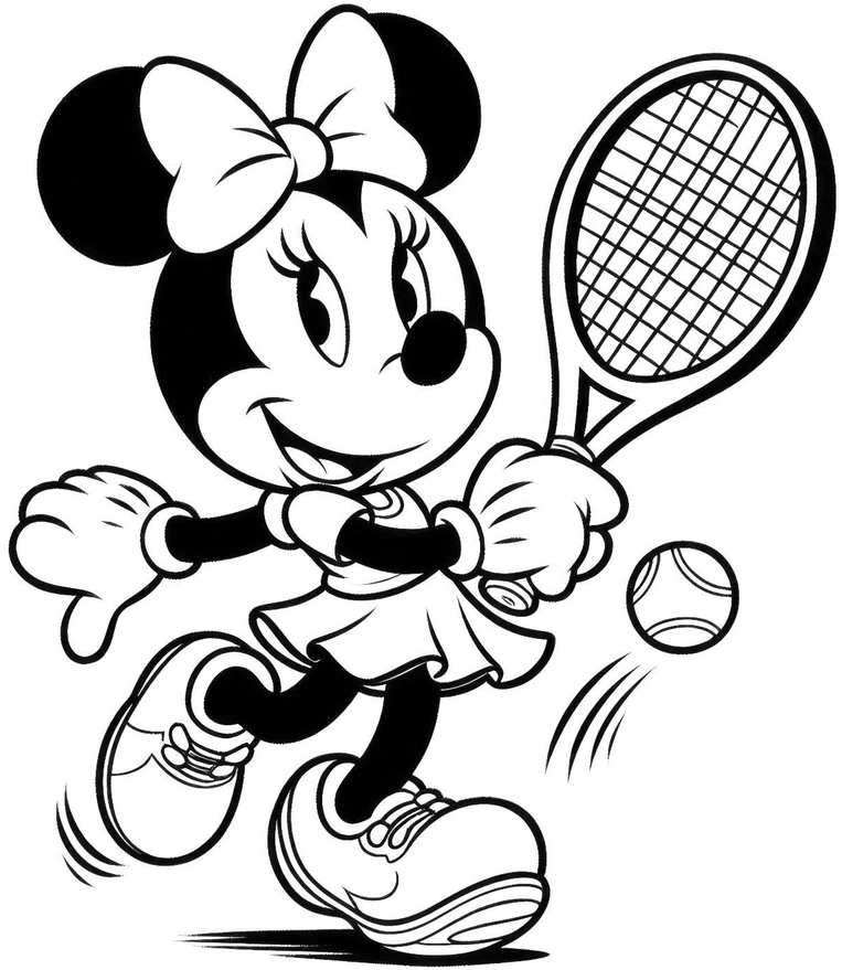 malvorlage-tennis-spielendes-maedchen-mit-schlaeger-und-ball