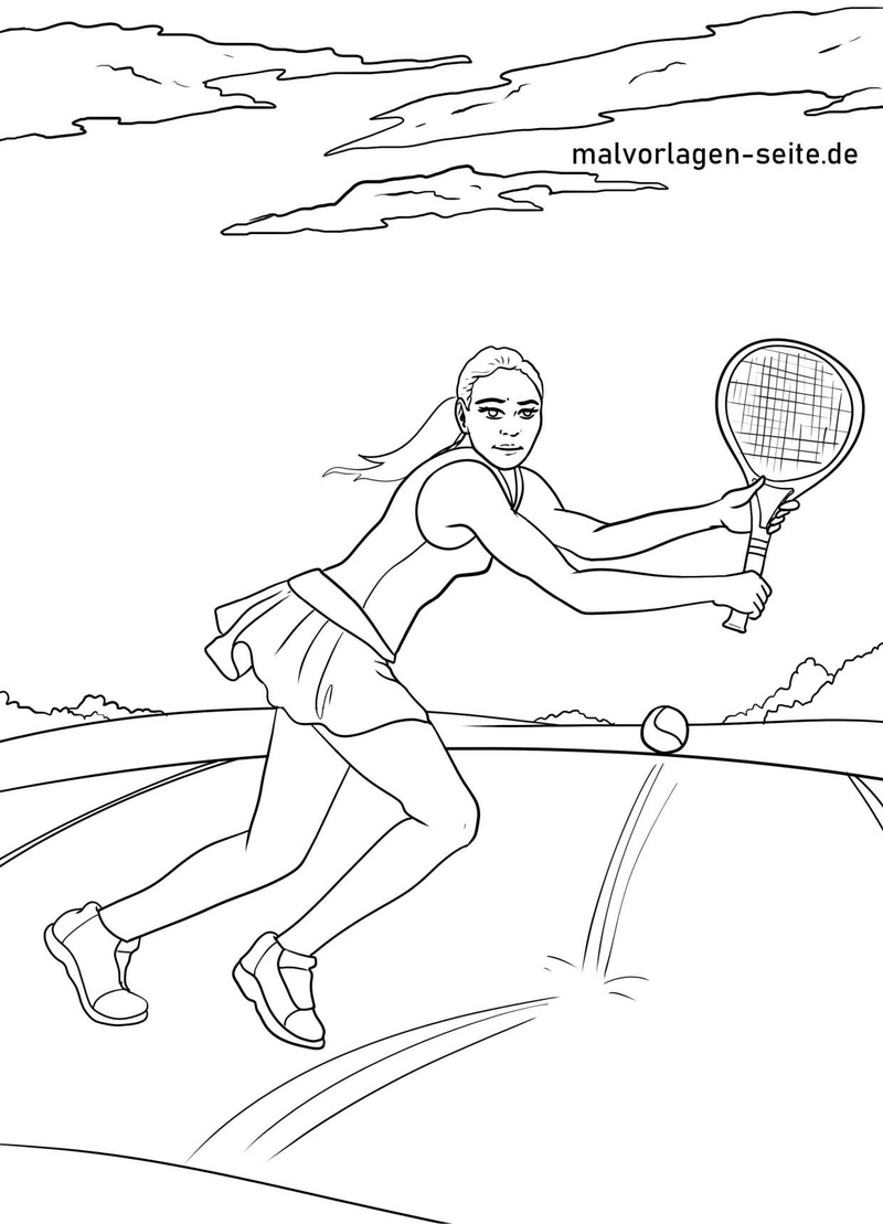 malvorlage-tennis-spielerin-in-aktion