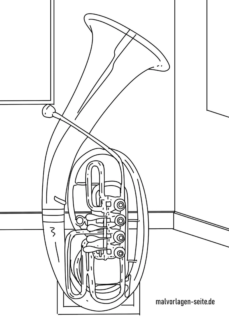 malvorlage-tenorhorn-in-einem-raum