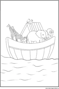 malvorlage-tiere-auf-dem-boot