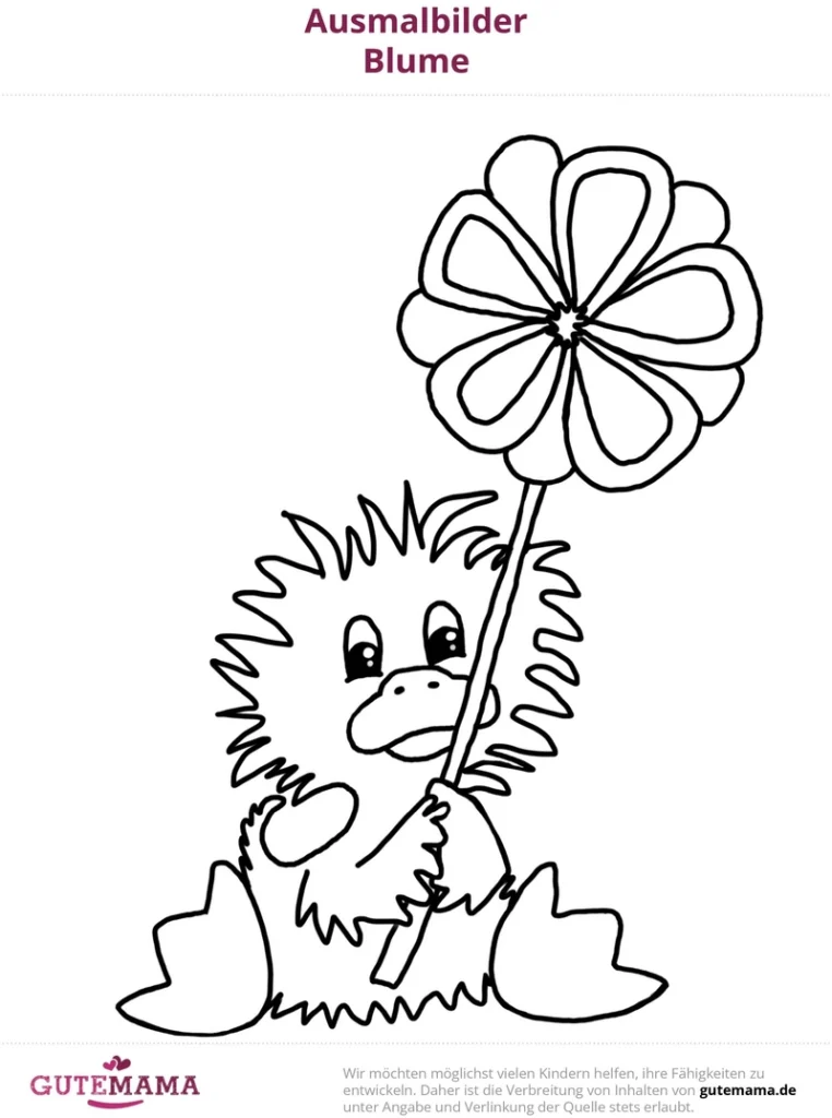 malvorlage-tiere-und-blumen-ausmalbild