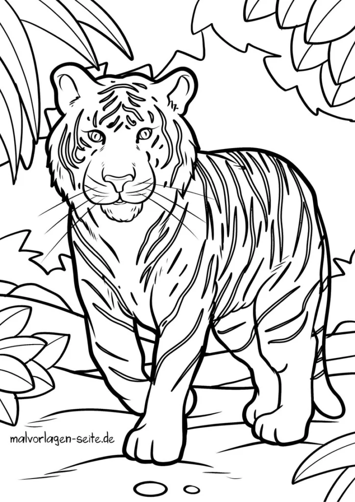 malvorlage-tiger-im-dschungel-ausmalen