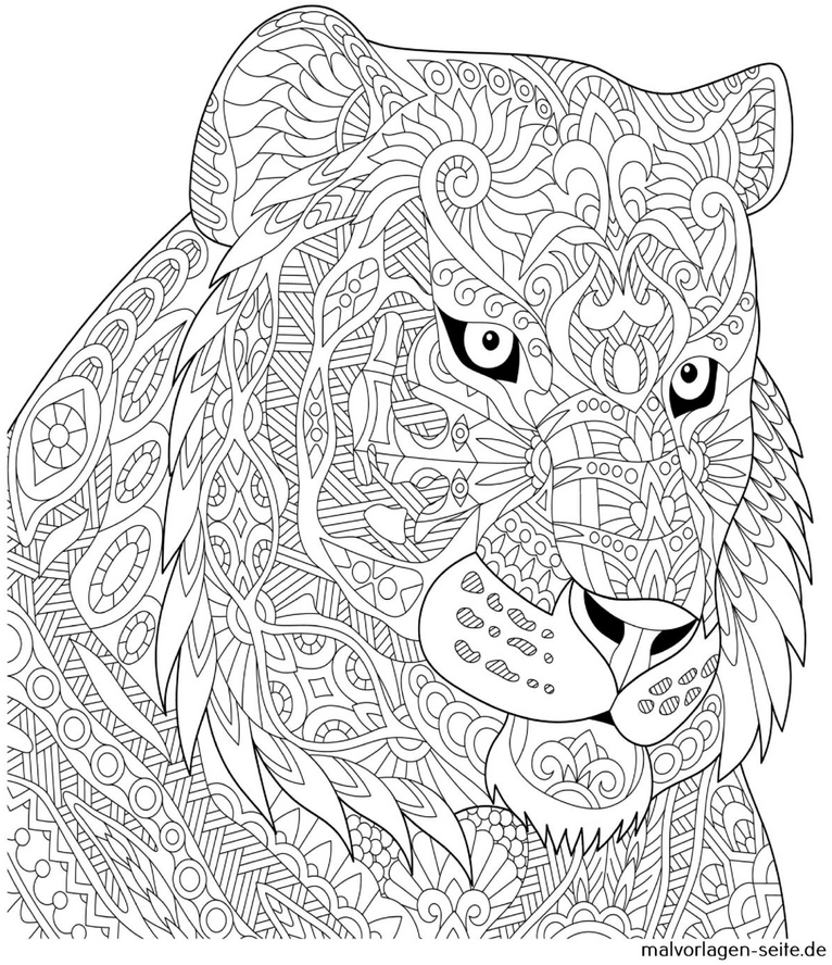 malvorlage-tiger-mit-geometrischen-mustern
