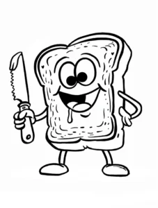 malvorlage-toast-mit-messer-ausmalbild