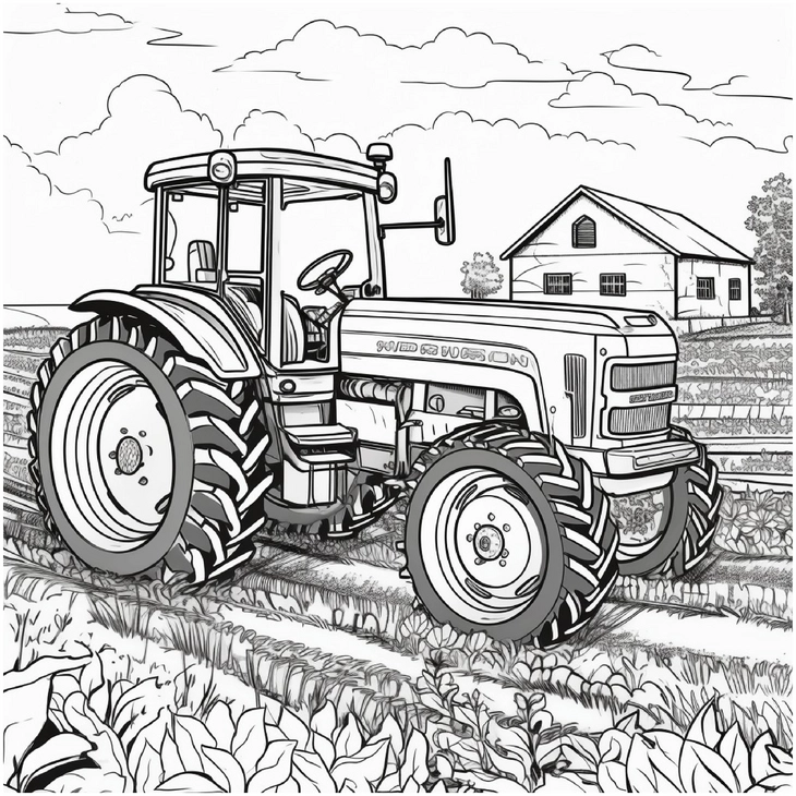 malvorlage-traktor-auf-einem-bauernhof