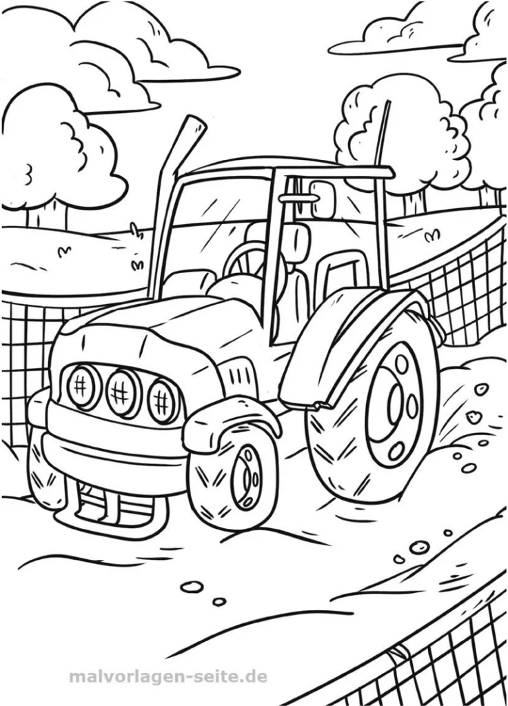 malvorlage-traktor-in-der-natur