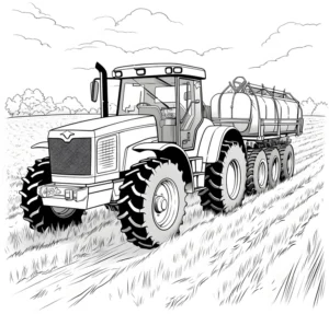 malvorlage-traktor-mit-anhaenger-auf-dem-feld