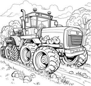 malvorlage-traktor-mit-gemuesen-auf-dem-bauernhof
