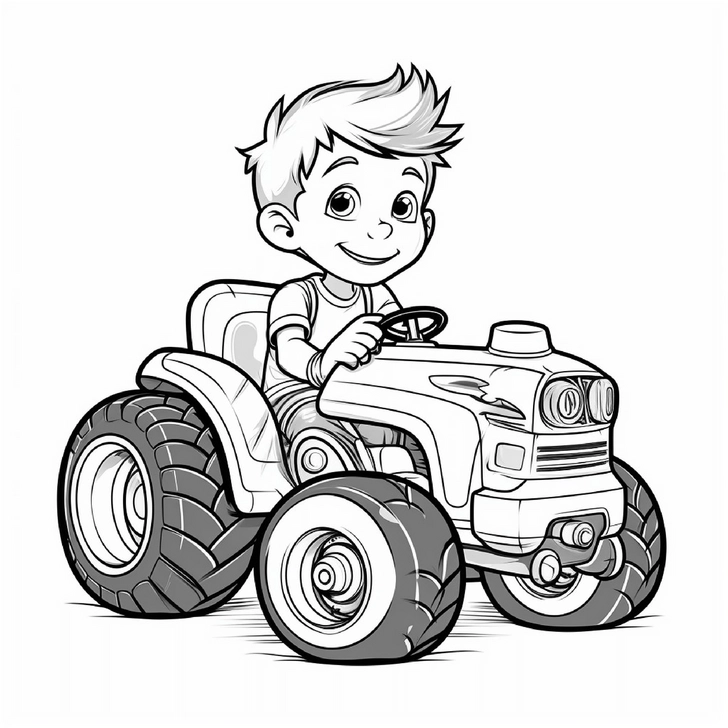 malvorlage-traktor-mit-jungen-zum-ausmalen