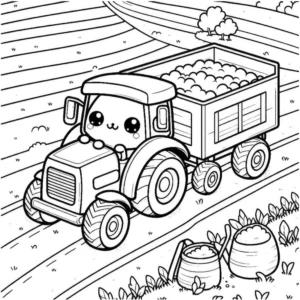 malvorlage-traktor-mit-obst-ausmalbild