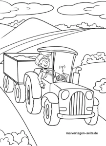 malvorlage-traktorfahrer-in-der-natur