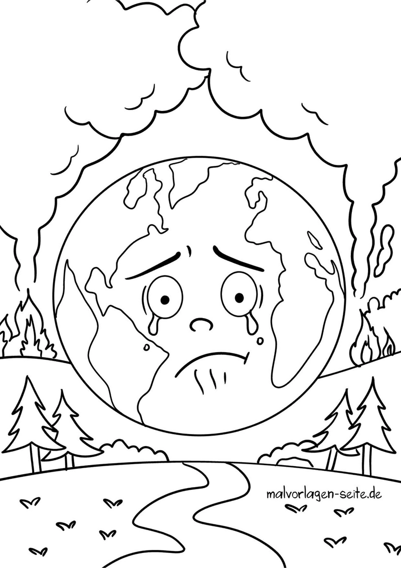 malvorlage-traurige-erde-umweltbewusstsein