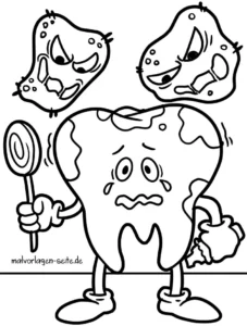 malvorlage-trauriger-zahn-und-karies-monster