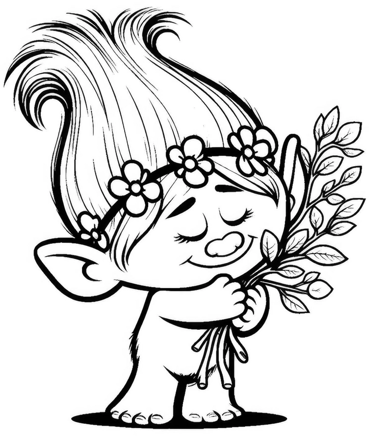 malvorlage-troll-mit-pflanzen-ausmalen