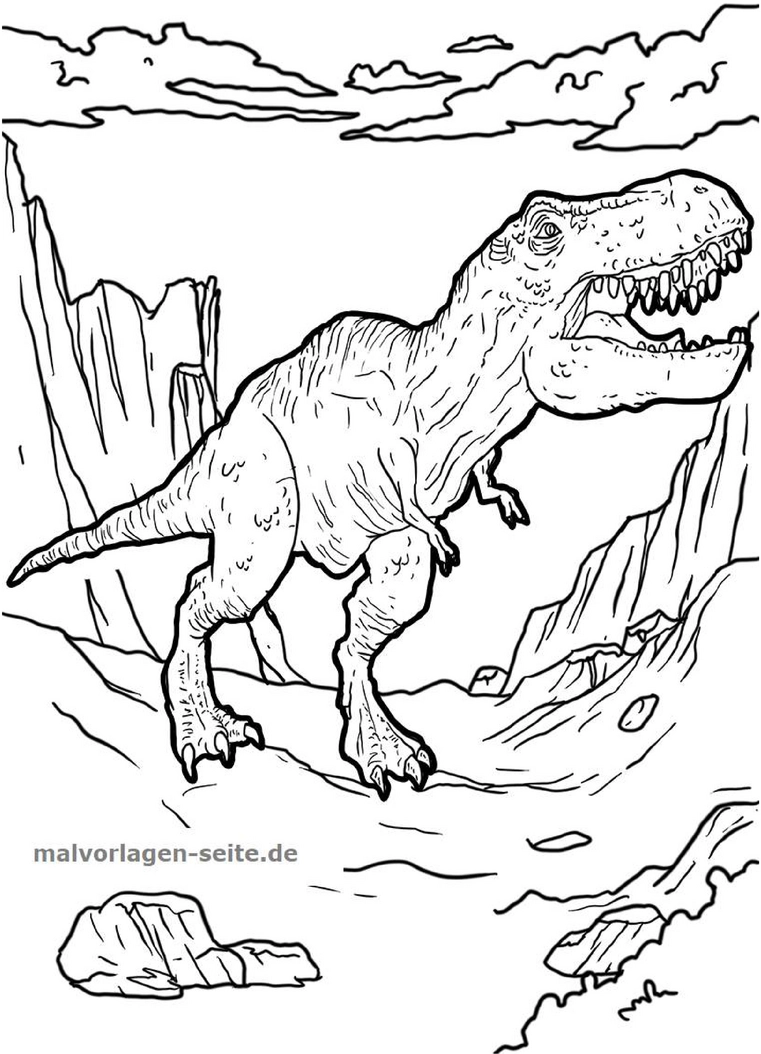 malvorlage-tyrannosaurus-rex-in-der-natur