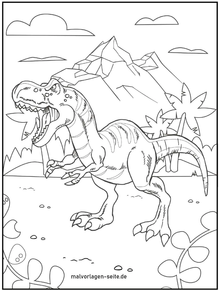 malvorlage-tyrannosaurus-rex-in-naturumgebung
