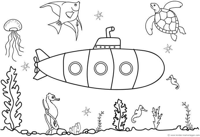 malvorlage-u-boot-mit-meeresbewohnern