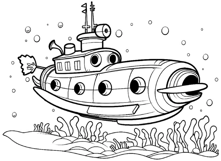 malvorlage-u-boot-unterwasser-mit-pflanzen-und-blasen