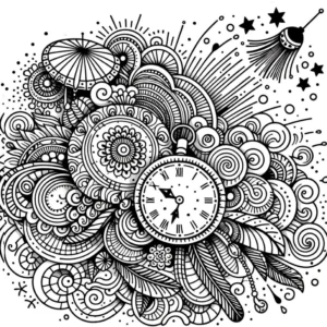 malvorlage-uhr-fantasievolle-muster