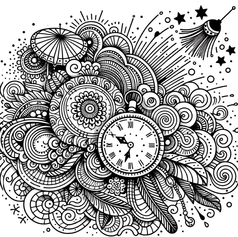 malvorlage-uhr-fantasievolle-muster