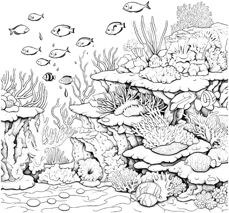 malvorlage-unterwasserszene-mit-fischen-und-korallen