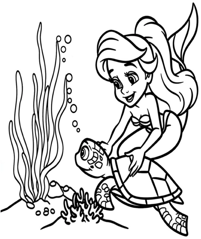 malvorlage-unterwasserwelt-maedchen-und-schildkroete
