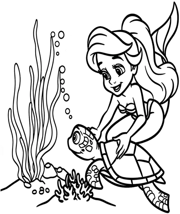 malvorlage-unterwasserwelt-meerjungfrau-schildkroete