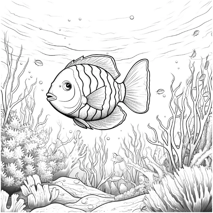 malvorlage-unterwasserwelt-mit-fisch-und-korallen