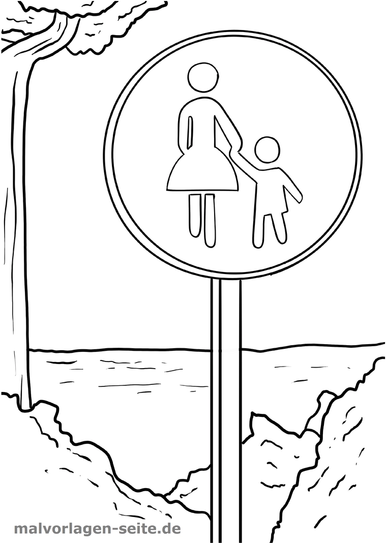 malvorlage-verkehrsschild-gehweg-sicherheit-fuer-kinder