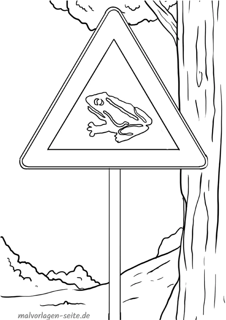 malvorlage-verkehrszeichen-frosch-amphibienwanderung