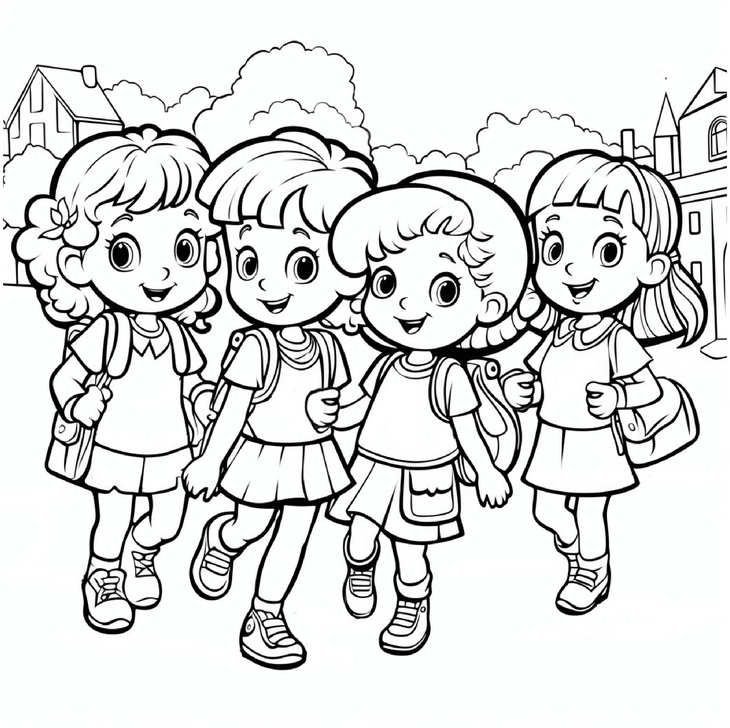 malvorlage-vier-froehliche-kinder-beim-spielen