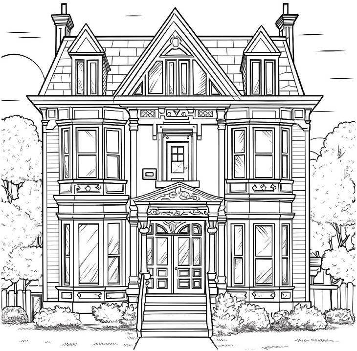 malvorlage-viktorianisches-haus-ausmalen