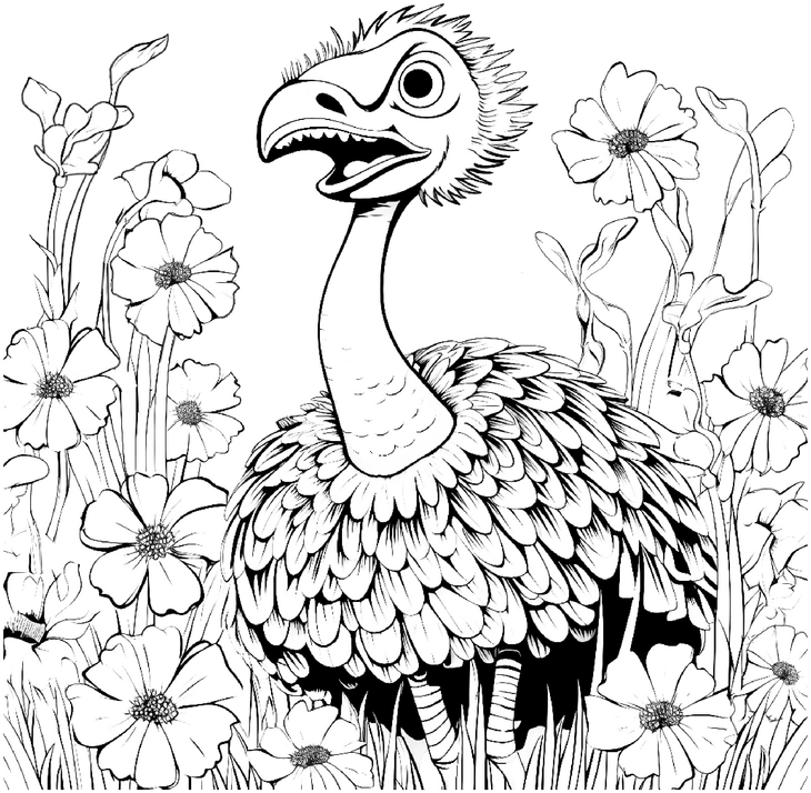 malvorlage-vogel-blumen-ausmalbild