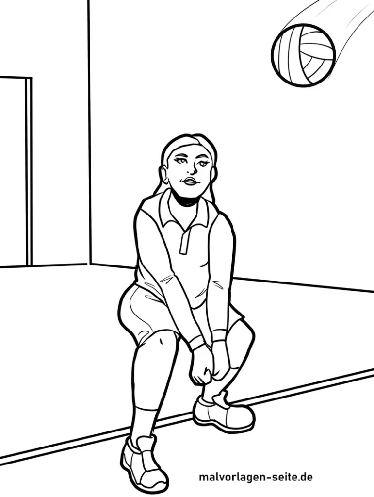 malvorlage-volleyball-spielerin-in-aktion
