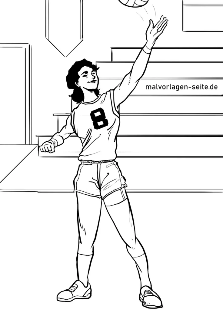 malvorlage-volleyballspiel-mit-dynamischer-figur