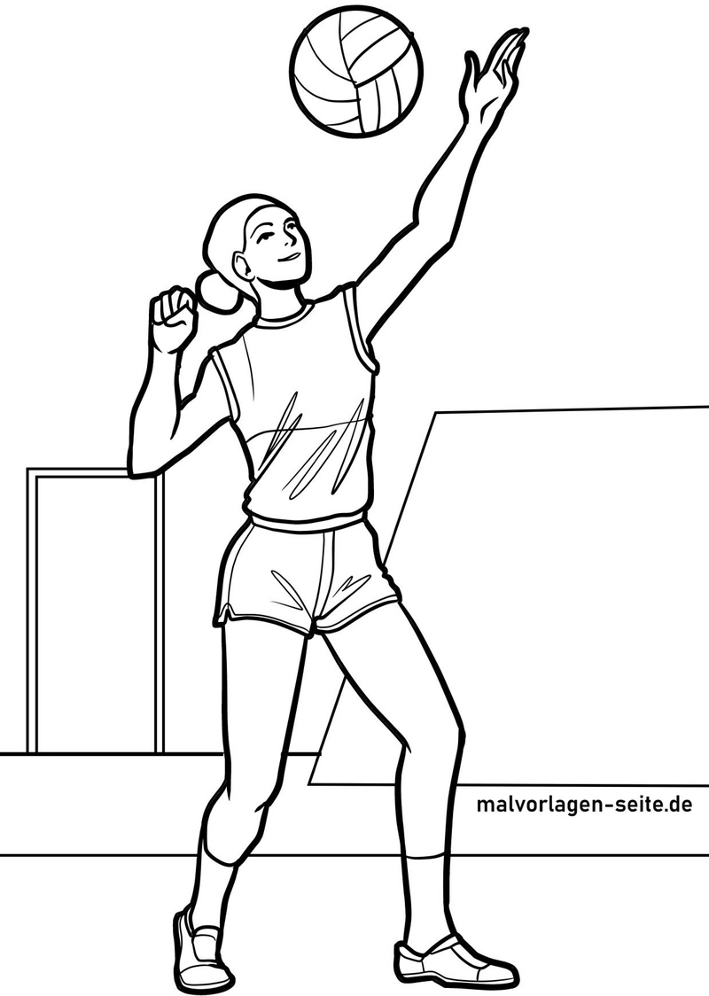 malvorlage-volleyballspielendes-maedchen-in-aktion