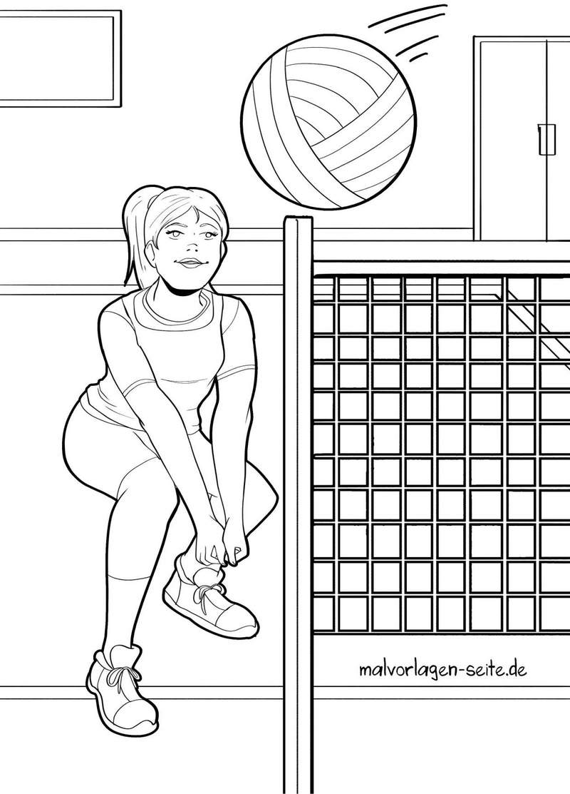 malvorlage-volleyballspielendes-maedchen-mit-ball