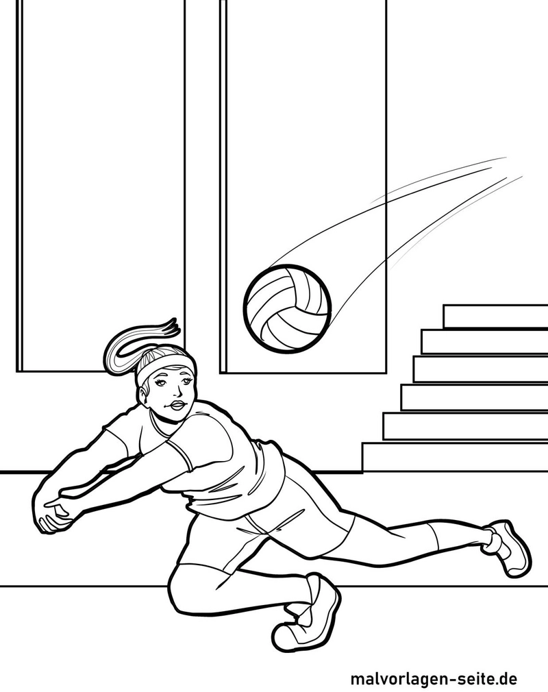 malvorlage-volleyballspieler-in-aktion