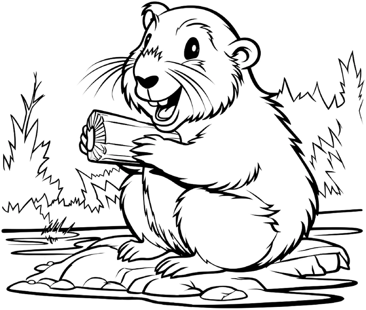 malvorlage-waldbiber-in-seiner-natur