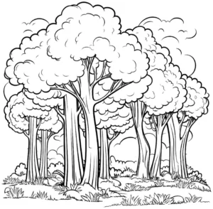 malvorlage-waldlandschaft-mit-baeumen