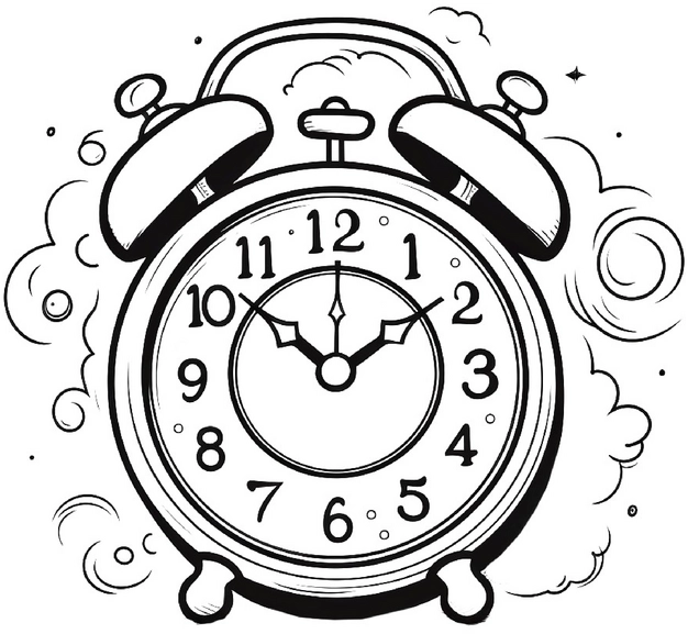 malvorlage-wecker-mit-ziffern-und-glocken