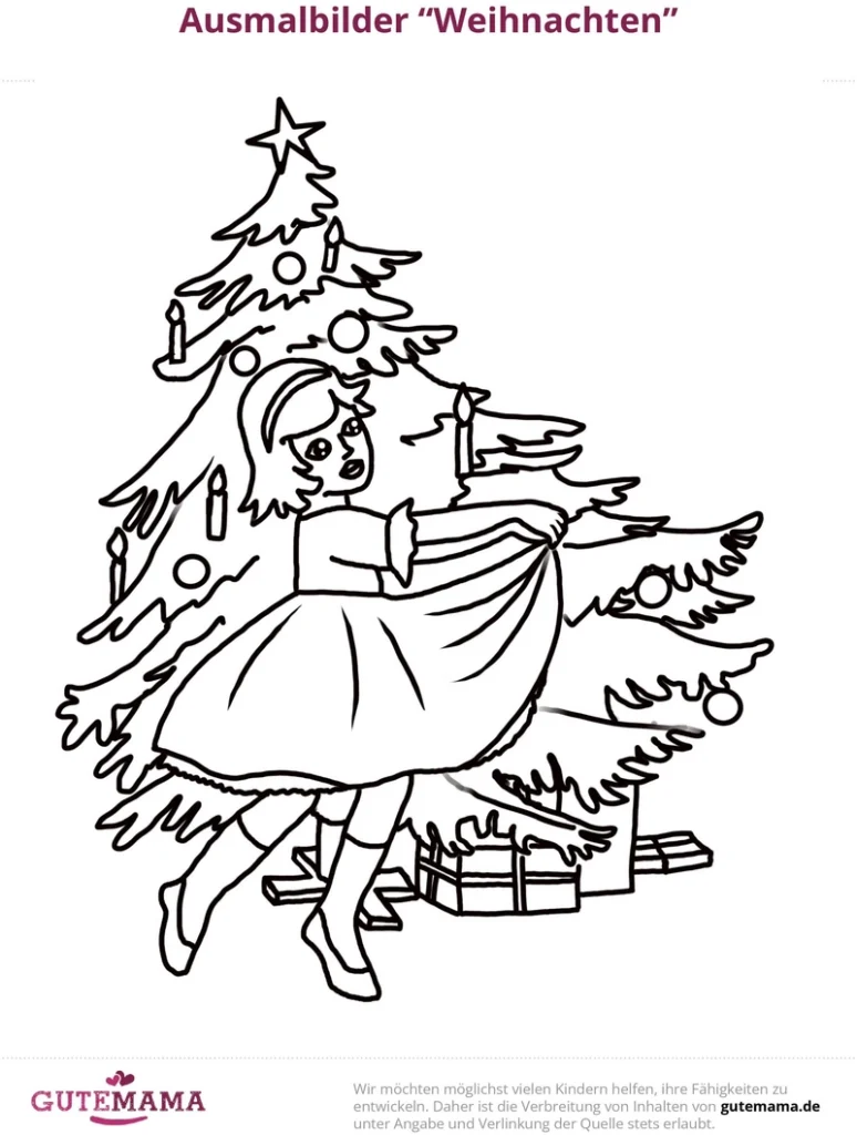 malvorlage-weihnachten-kind-mit-weihnachtsbaum