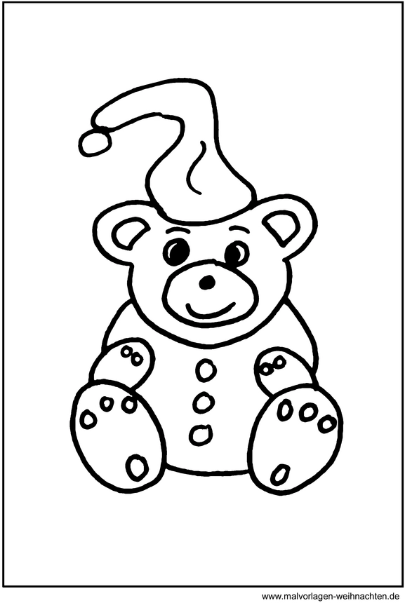 malvorlage-weihnachtsbaer-mit-hut-und-knopf