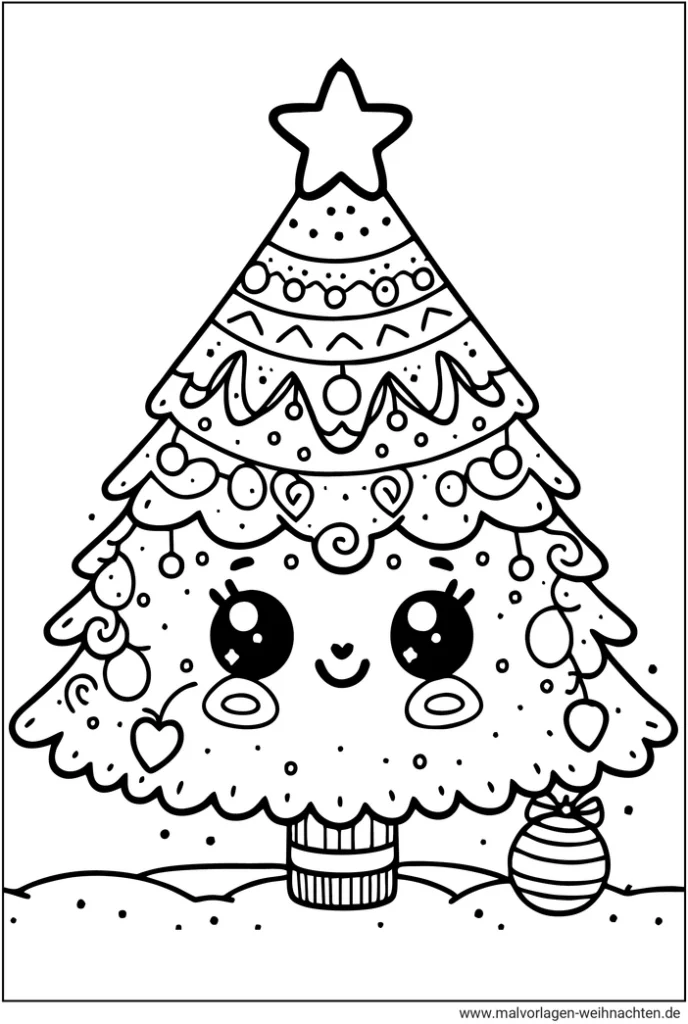 malvorlage-weihnachtsbaum-kawaii-ausmalbild