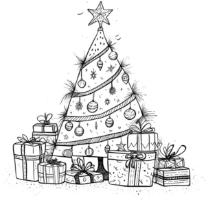 malvorlage-weihnachtsbaum-mit-geschenken