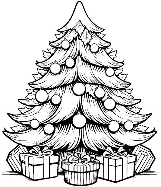 malvorlage-weihnachtsbaum-mit-geschenken