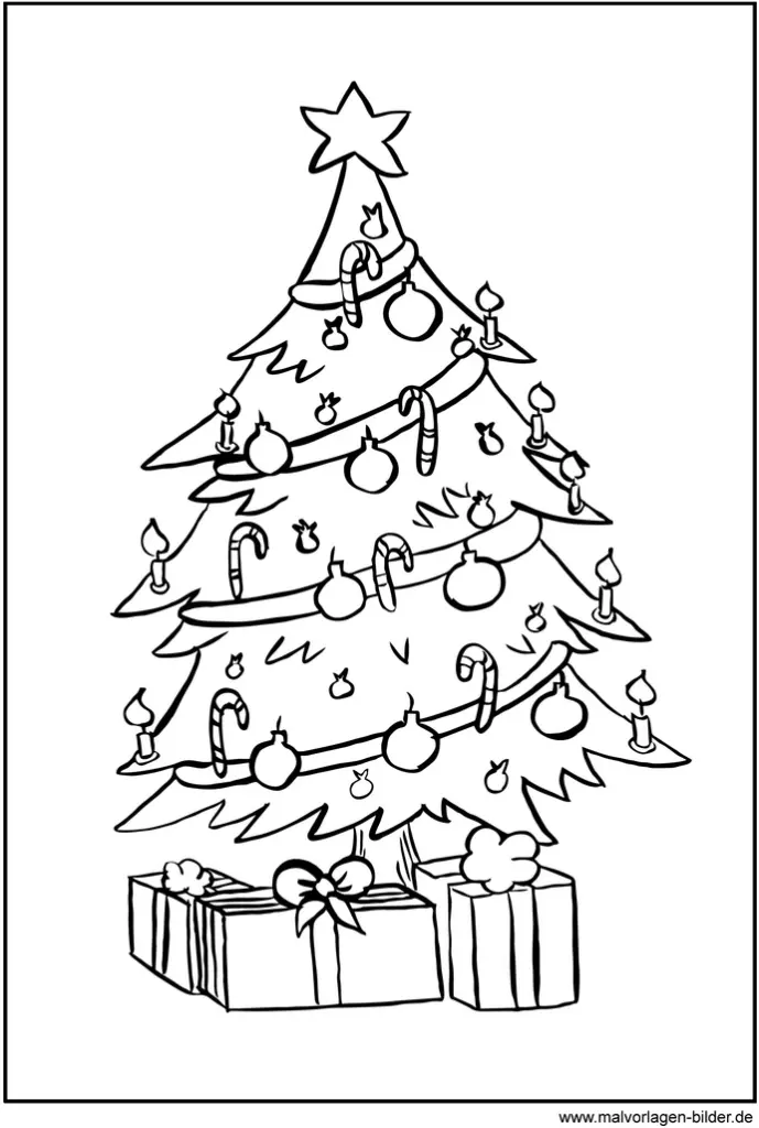 malvorlage-weihnachtsbaum-mit-geschenken
